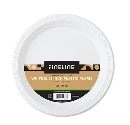 10.25'' ROUND WHITE PLASTIC PLATE, POLYPROPYLENE (400 PER CASE)