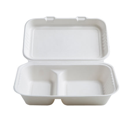 9" X 6" X 2.7" - 2 SECTION RECTANGULAR HINGED CONTAINER (250/CS) - Paper Supplies Plus