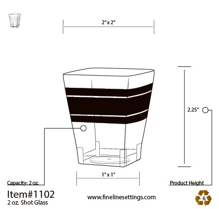 2 oz. Square Shot Glasses (432/CS) - Paper Supplies Plus