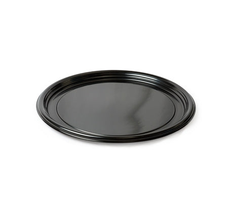 12" PET Thermoform Round Black Tray (25/CS)