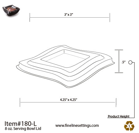 Dome Lid for the 8oz Wave-trends Square Bowl (100/CS)