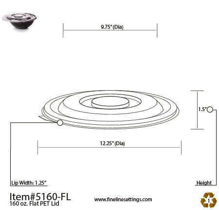 LIDS (FLAT OR DOME) FOR 160oz Round Bowl (25 Lids per Case)