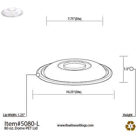 Fineline Settings 64/80 oz. PETE Dome Lid (Super Bowl Collection)-25 Lids