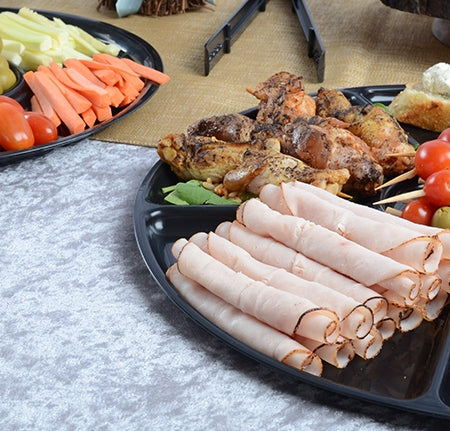 12" 6-Compartment Polypro Catering Trays — Party Platters | 50/Case
