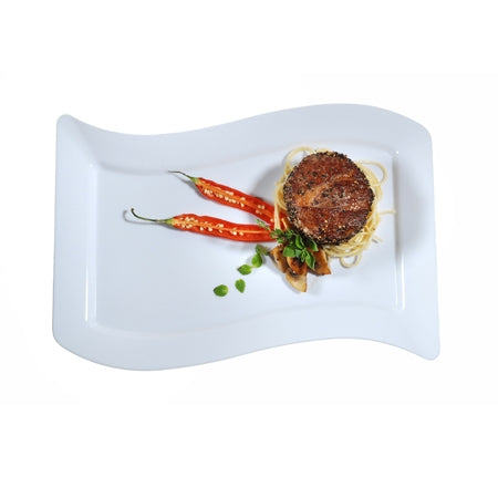 10" x 15.75"  Wave-trends Rectangular Dinner Plate (120/CS) - Paper Supplies Plus