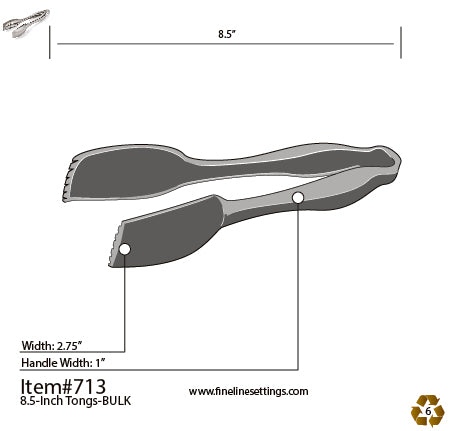 8.5" Silver Tongs (40/CS) - Paper Supplies Plus
