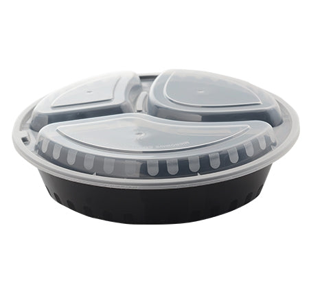 Fineline Settings 17CPRB33S3: 33 oz 3 Section Round Bowl W/Lid (150 Sets Per Case)