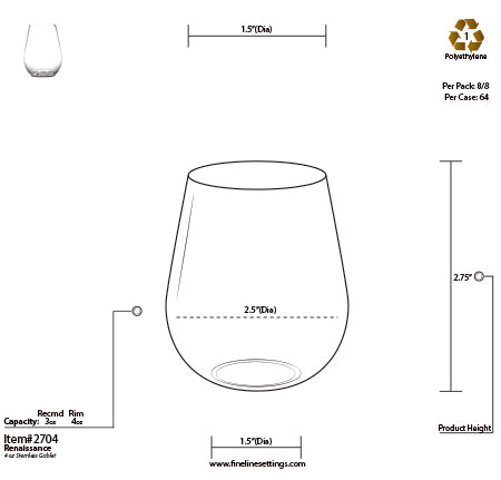 4 oz. Stemless Mini Goblets (64/CS) - Paper Supplies Plus