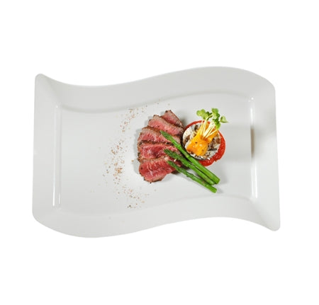 10" x 15.75"  Wave-trends Rectangular Dinner Plate (120/CS) - Paper Supplies Plus