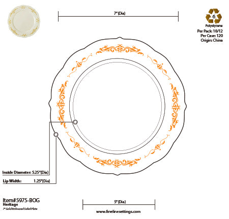 7.5" Heritage Collection Salad Plates (120 Plates Per Case)