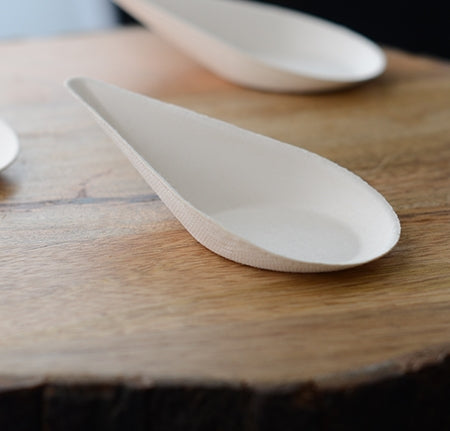 4" Compostable Mini Taster Spoons – Bagasse Appetizer & Dessert Spoons (500/Case)