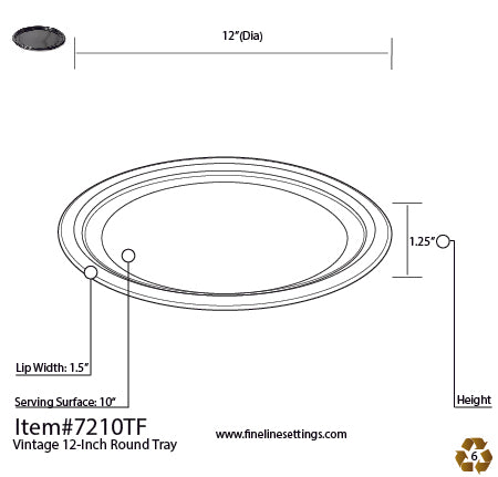 12" PET Thermoform Round Black Tray (25/CS)
