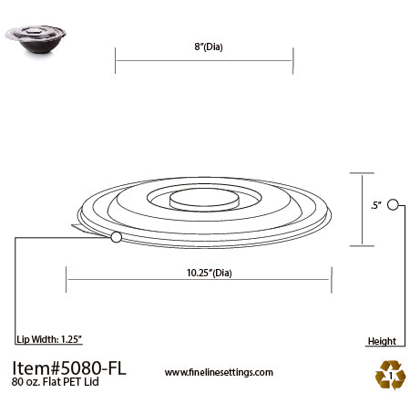 Fineline Settings 64/80 oz. PETE Flat Lid (Super Bowl Collection)-25 Lids