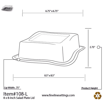 Dome Lid for the 8" Wave-trends Square Plate (120/CS)