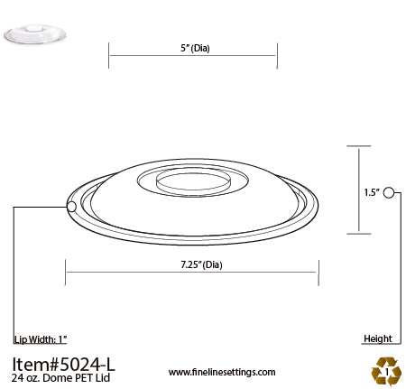 Fineline Settings 24 oz. PETE Dome Lid (Super Bowl Collection)-100 Lids