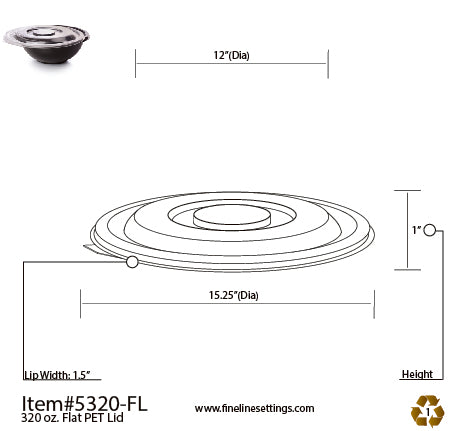 Fineline Settings 320 oz. PETE Flat Lid (Super Bowl Collection)- 25 Lids