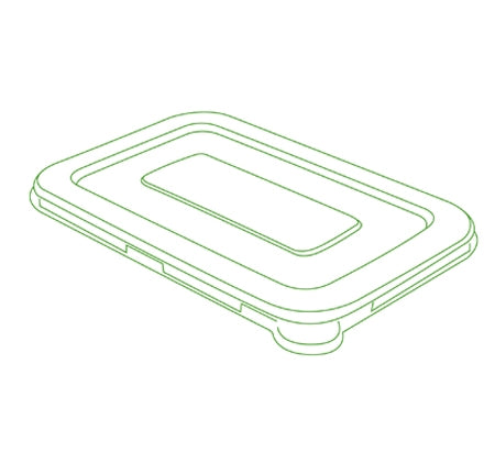 8.5" X 5.5" FLAT LID FOR 24/32 OZ. RECTANGLE BOWLS (300 PER CASE)