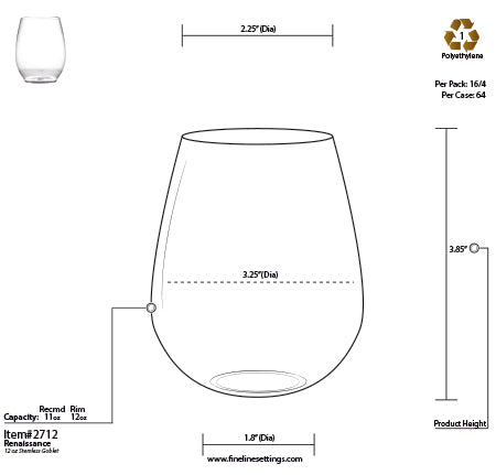 Choice 4 oz. Light Weight Clear Plastic Stemless Wine Sampler Glass -  64/Case