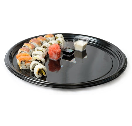 18" PET Thermoform Round Black Tray (25/CS)