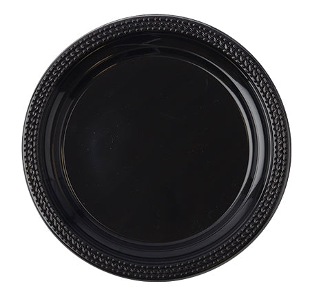 9'' ROUND BLACK PLASTIC PLATE (400 PER CASE)