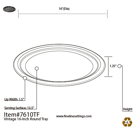 16" PET Thermoform Round Black Tray (25/CS)