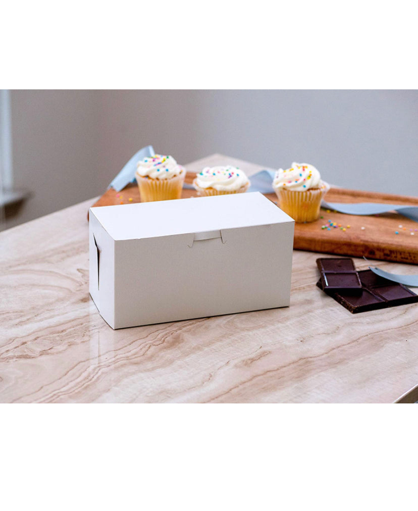 Southern Champion Tray 0924 Premium Clay Coated Kraft Paperboard White Non-Window Lock Corner Bakery Box, 8" Length x 4" Width x 4" Height (Case of 250)