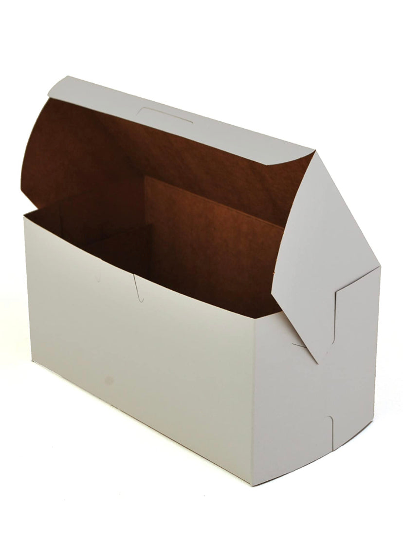 Southern Champion Tray 0924 Premium Clay Coated Kraft Paperboard White Non-Window Lock Corner Bakery Box, 8" Length x 4" Width x 4" Height (Case of 250)