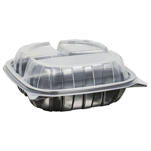8" Rigid 3 Compartment Microwavable Carry Out Container (138 Per Case)