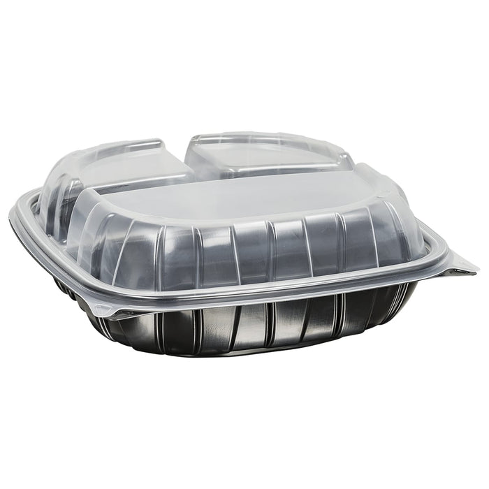 9 Rigid 3 Compartment Microwavable Carry Out Container (112 Per Case)