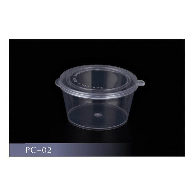 PLASTIK PC-02 Portion Cup with Hinged Lid, 2Oz. (2000/Case)