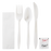 Plastic Medium Weight Cutlery Kits with Salt and Pepper - White - 250 Kits