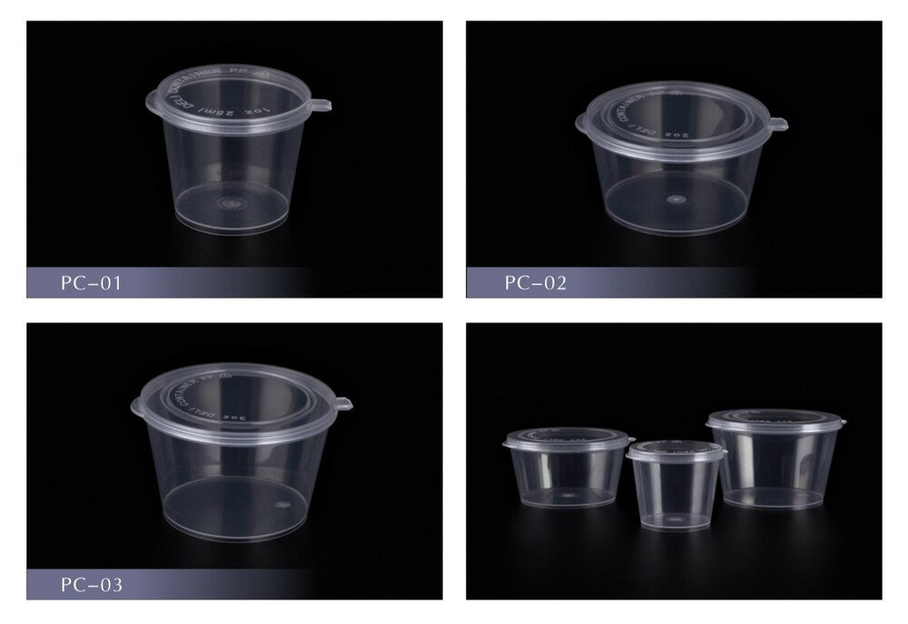 PLASTIK PC-03 Portion Cup with Hinged Lid, 3 Oz. (2000/Case)
