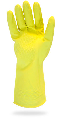Yellow Flock Lined Latex Gloves (12 Gloves) - Paper Supplies Plus